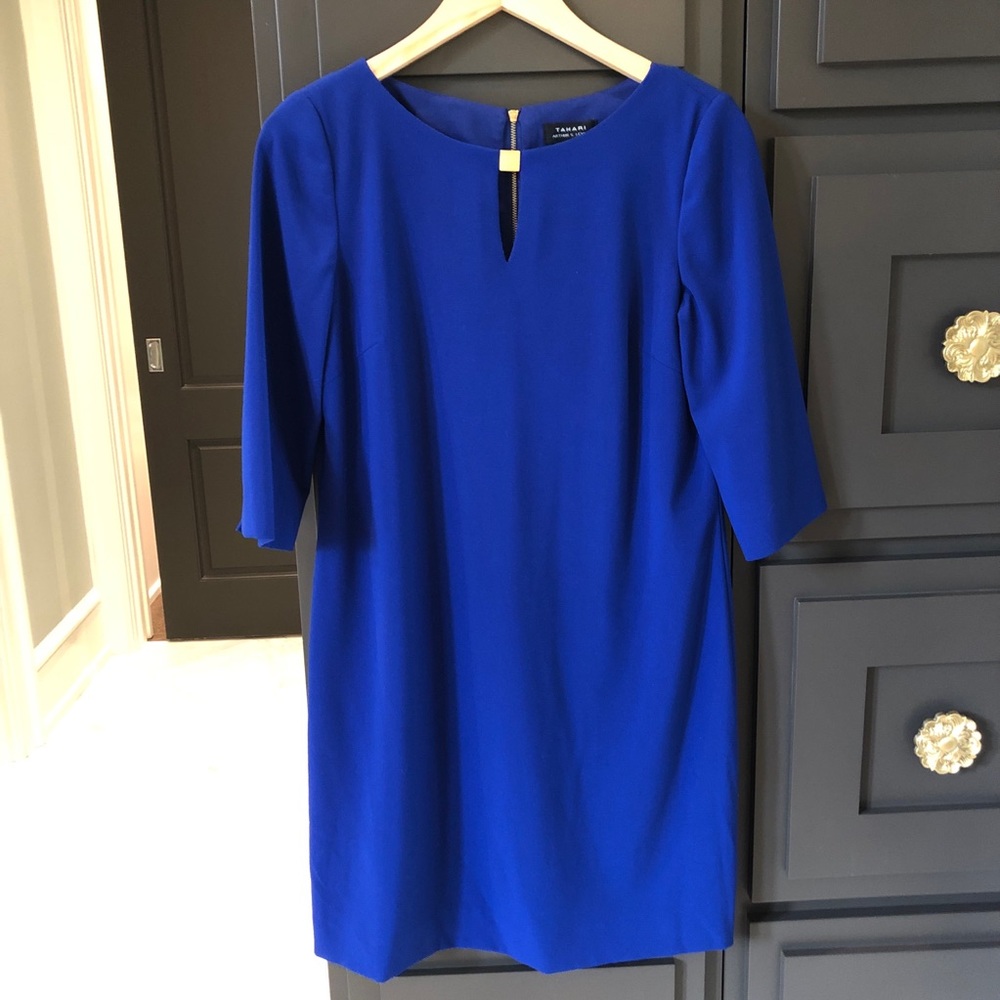 Tahari Arthur S. Levine Royal Blue Shift Dress